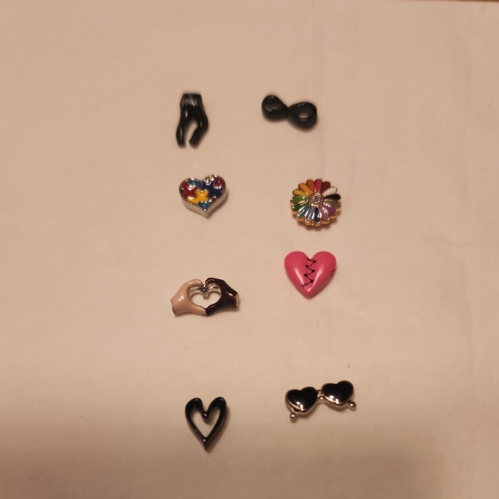 Multi-Color Womens Enamel Charm Set - Hearts & Floral Designs
